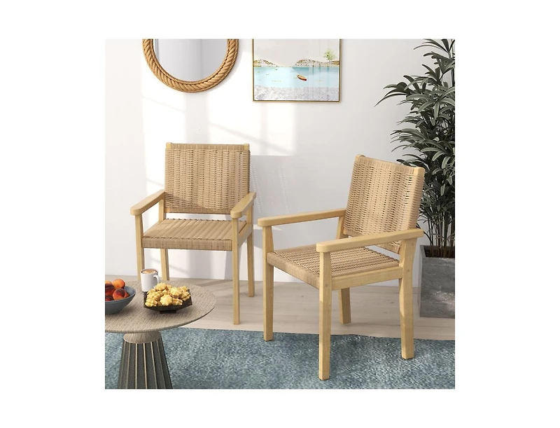 Slickblue Indoor Outdoor Wood Chair Set of 2-Natural