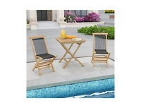 Slickblue 27.5 Inch Indonesia Teak Patio Bistro Table with Slatted Tabletop and Sturdy Wood Frame