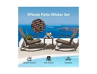 Slickblue 3 Pieces Patio Rattan Rocking Furniture Set