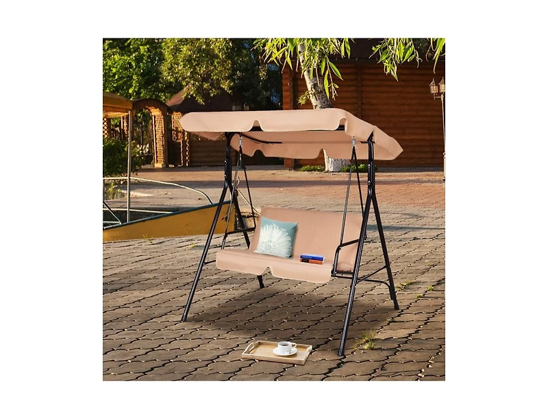 Slickblue Loveseat Cushioned Patio Steel Frame Swing Glider