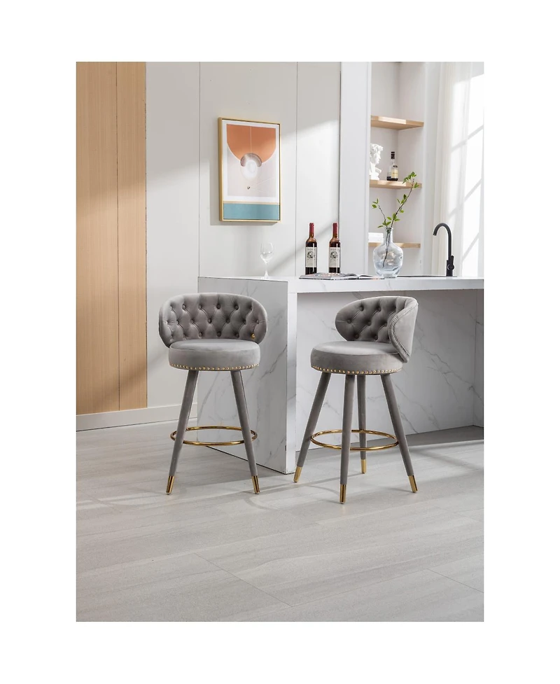 Streamdale Set of 2 Solid Wood Counter Height Bar Stools