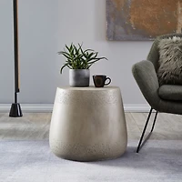 Streamdale Boho-Chic Drum Side Table Unconventional Style, Durable Concrete
