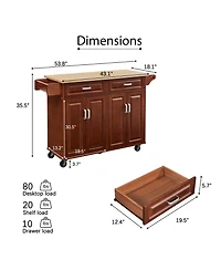 Streamdale Mobile Kitchen Island Cart With 2 drawers