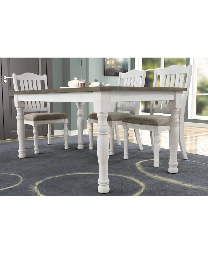 Ebret Farmhouse Two-tone Distressed Wood Dining Table, Brown and White