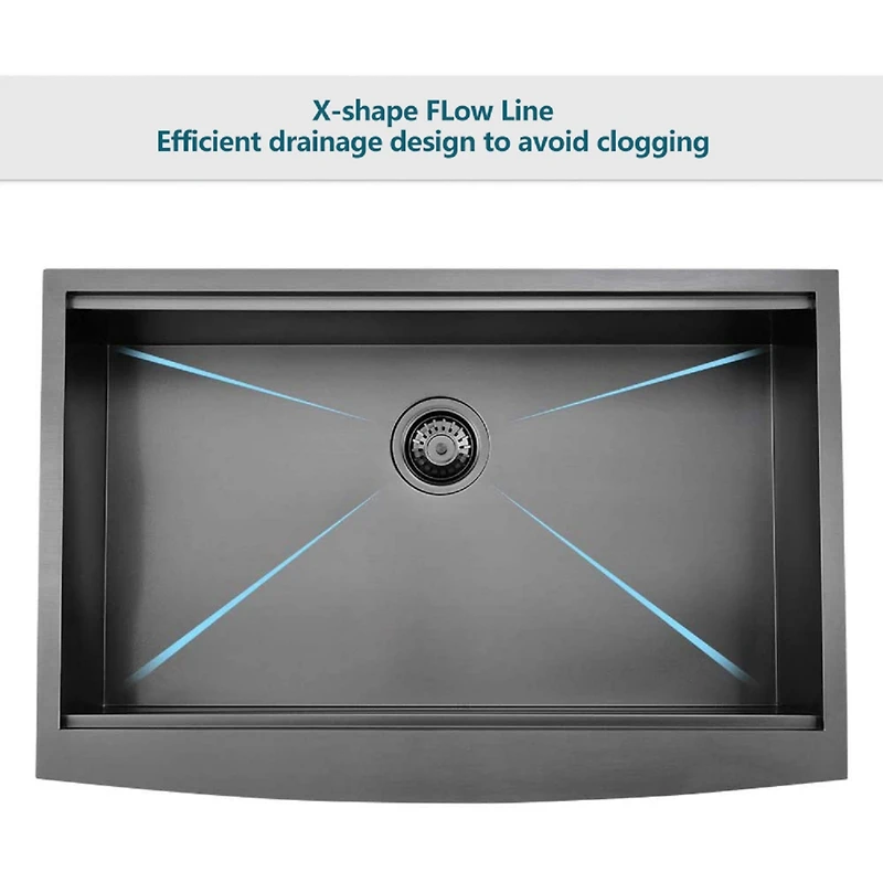 Streamdale Matte Stainless Steel Farmhouse Sink, 33 x 22 in.