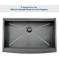 Streamdale Matte Stainless Steel Farmhouse Sink, 33 x 22 in.
