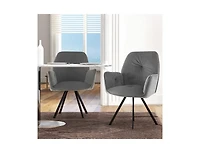 Slickblue Set of 2 Swivel Accent Arm Chairs with Metal Legs and Wide Back-Grey