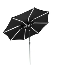 10ft Solar Power Led Patio Umbrella Market Parasol Pool Sunshade Tilt with Crank