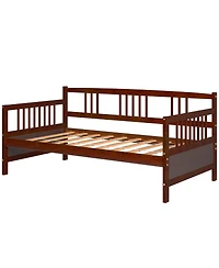 Twin Size Wooden Slats Daybed Bed with Rails