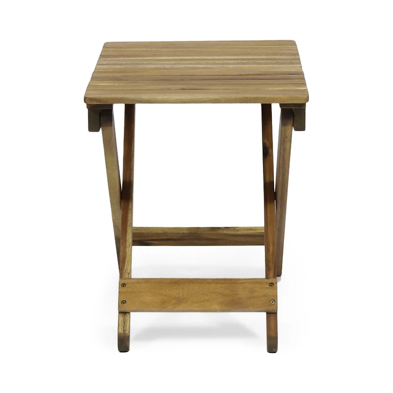 Simplie Fun Outdoor Folding Wooden Side Table, Natural, 15"D x 22.75"W x 18.25"H