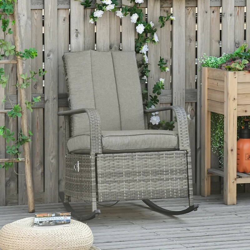 Streamdale Furniture Rocking Rattan Recliner Indoor Comfort for Your Outdoor Oasis