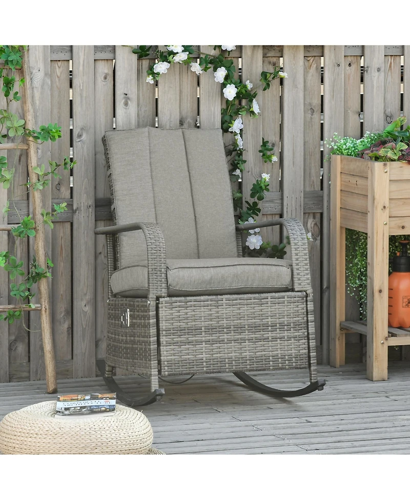 Streamdale Furniture Rocking Rattan Recliner Indoor Comfort for Your Outdoor Oasis