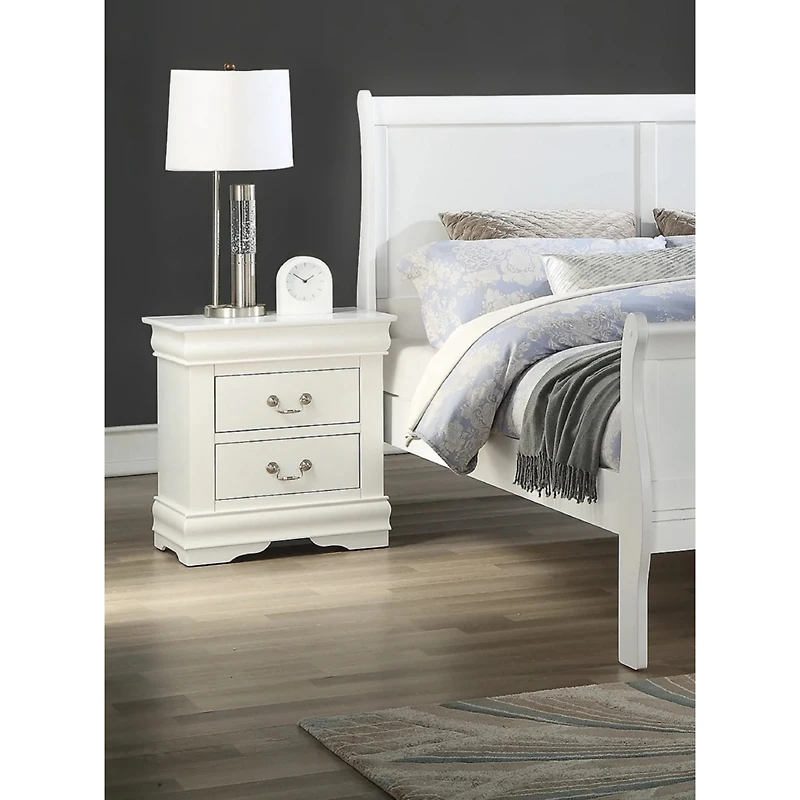 Simplie Fun Louis Philip Style Two-Drawer Nightstand with Rich Finish