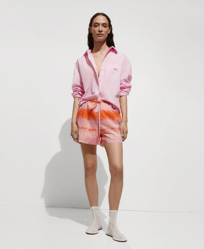 Mango Women's Decorative Button Cotton Shirt
