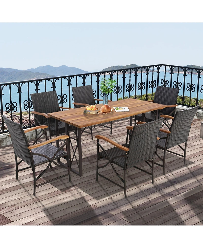 Slickblue Patio Wicker Dining Chairs with Soft Zippered Cushion-Set of 2