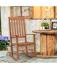 Slickblue Eucalyptus Wood Rocker Chair with Stable and Safe Rocking Base for Garden