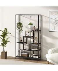 Slickblue 6-Tier Tall Plant Stand 71" Metal Indoor Shelf with 10 Hanging Hooks