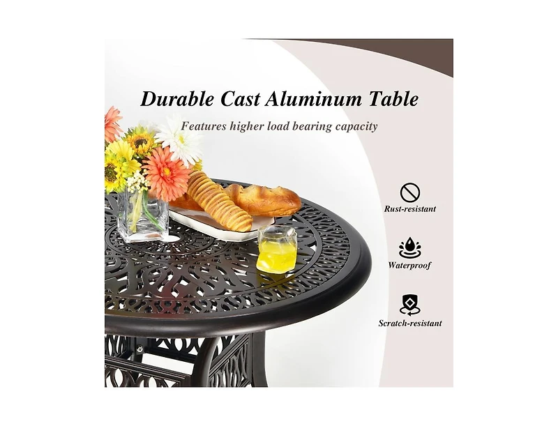 Slickblue 36 Inch Patio Round Dining Bistro Table with Umbrella Hole