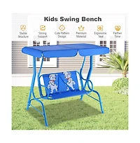 Slickblue Outdoor Kids Patio Swing Bench with Canopy 2 Seats