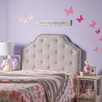 Streamdale Furniture Adjustable Camelback Headboard with Button Tufting and Nailhead Accents