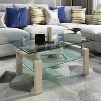 Simplie Fun Modern Clear Glass Coffee Table for Living Room