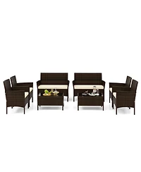Slickblue 4 Piece Patio Rattan Conversation Set with Cozy Seat Cushions