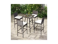 Slickblue Patio Cushioned Wicker Barstools with Cozy Footrest