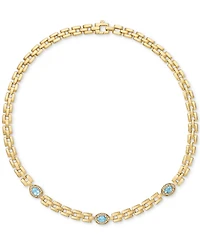 Amethyst (1-1/5 ct. t.w.) & White Topaz (1/20 Panther Link 17" Collar Necklace 14k Gold-Plated Sterling Silver (Also Sky Blue Topaz)