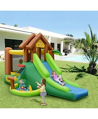 Inolait Kids Inflatable Jungle Bounce House Castle with 735W Blower