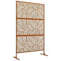 Outsunny Metal Privacy Screen 6.5' Outdoor Divider Leaf Motif,