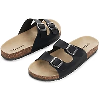 Alpine Swiss Mens Double Strap Casual Slides Flat Sandals