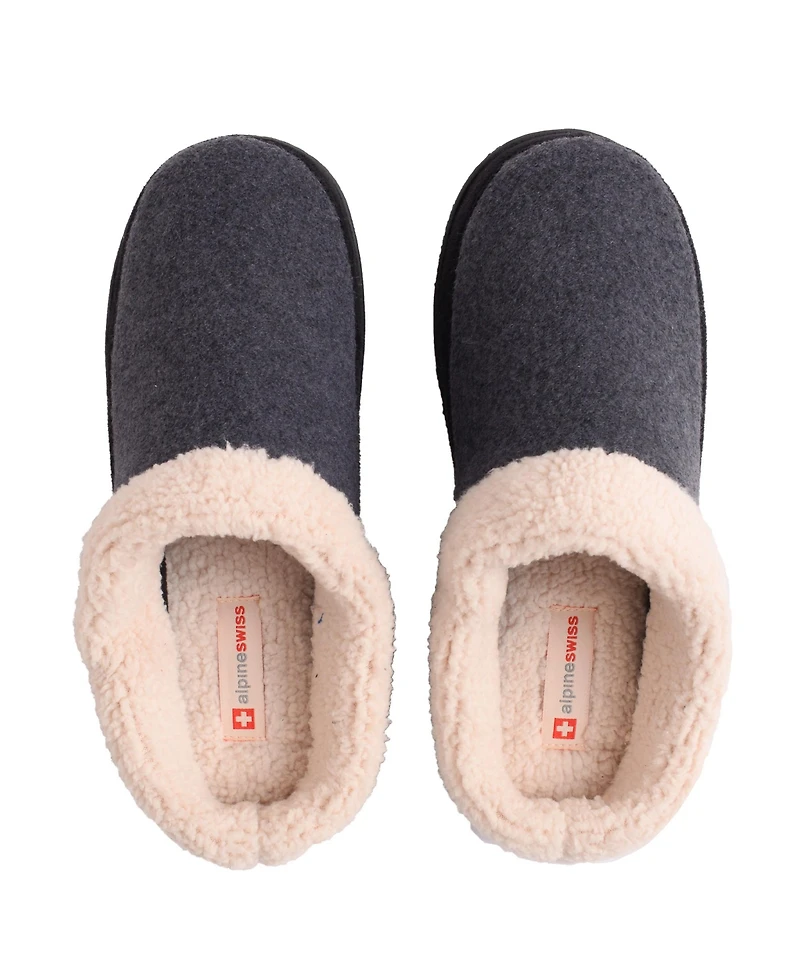 Alpine Swiss Mens Memory Foam Clog Slippers Fleece Fuzzy Slip On House Shoes