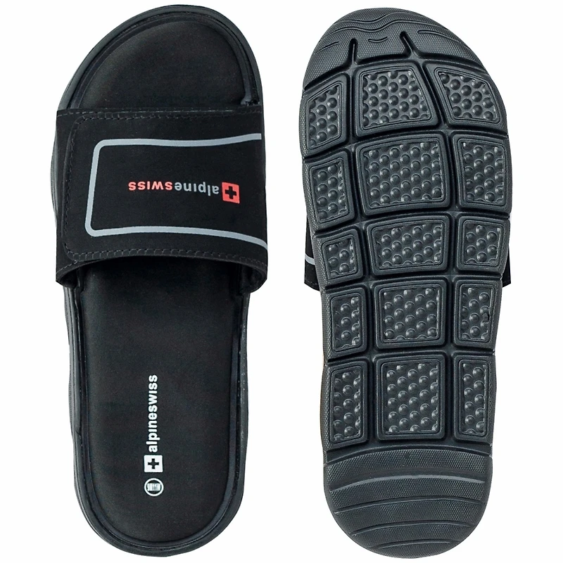 Alpine Swiss Men's Gabe Men Slide Sandals Shock-absorbing Foam Insole for Arch Support Adjustable Strap Athletic Anti-Slip Traction Eva O