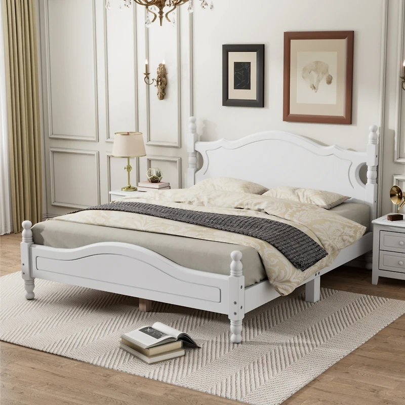 Streamdale Queen Retro Platform Bed with Slat Support