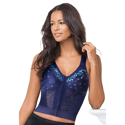 Comfort Choice Plus Embroidered Front-Close Longline Posture Bra