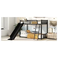 Streamdale Metal Bunk Bed With Slide, Twin Over