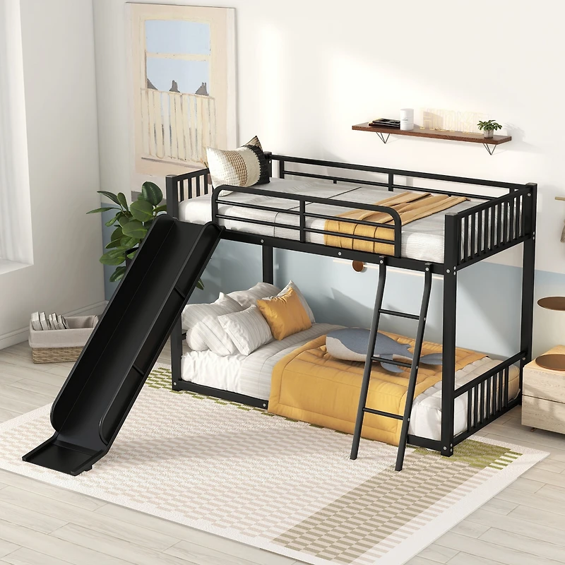 Streamdale Metal Bunk Bed With Slide, Twin Over
