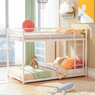 Streamdale Twin Over Metal Bunk Bed, Low Bed With Ladder