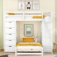 Streamdale Twin Over Bunk Bed With Led Light And Usb Ports