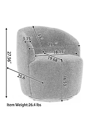 Simplie Fun Teddy Fabric Swivel Accent Armchair Barrel Chair With Powder Coating Metal Ring