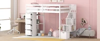 Streamdale Loft Bed with Storage, Stairs, and Shelves