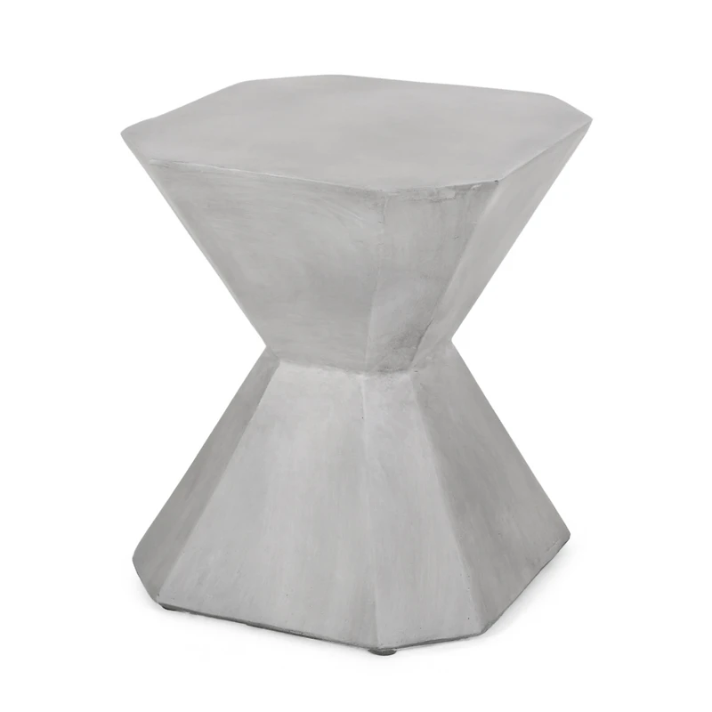 Simplie Fun Lightweight Concrete Hourglass Side Table for Indoor/Outdoor Use