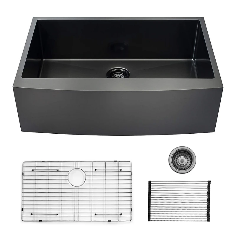 Streamdale 30" Farmhouse Single Bowl Stainless Steel Sink with Grid