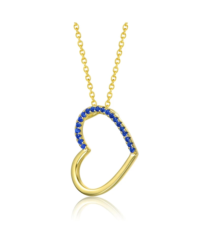 GiGiGirl Kids' 14k Gold Plated with Blue Cubic Zirconia Heart Pendant Necklace