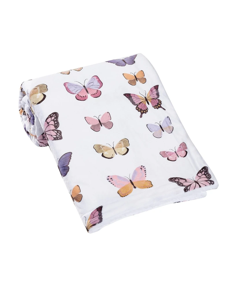 Lambs & Ivy Butterfly Dreams Ultra-Soft Fleece/Faux Shearling Baby Blanket