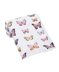 Lambs & Ivy Butterfly Dreams Ultra-Soft Fleece/Faux Shearling Baby Blanket
