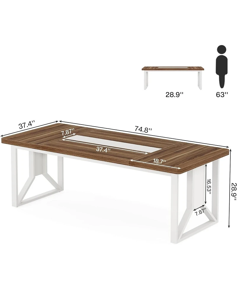 Tribesigns 6.23 ft Conference Table, 74.8" L x 37.4" W x 29.5" H Rectangle Meeting Room Table, Modern Wood Seminar Table for Office Conference Room, B