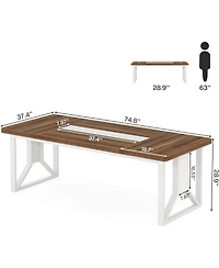 Tribesigns 6.23 ft Conference Table, 74.8" L x 37.4" W x 29.5" H Rectangle Meeting Room Table, Modern Wood Seminar Table for Office Conference Room, B