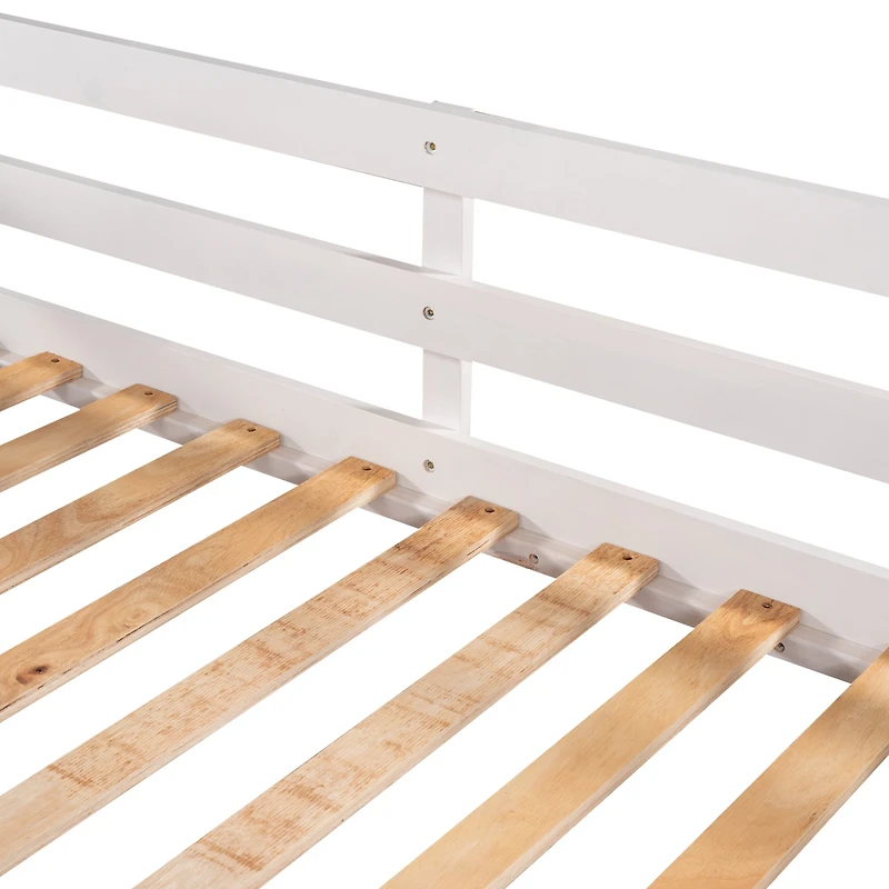 Streamdale Full And Twin L-Shaped Bunk Bed With Slide Short Ladder