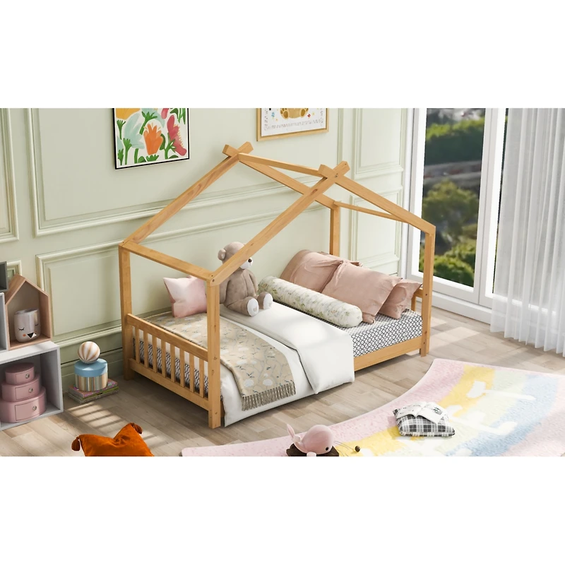 Streamdale Twin House Platform Bed With Headboard And Footboard, Roof Design